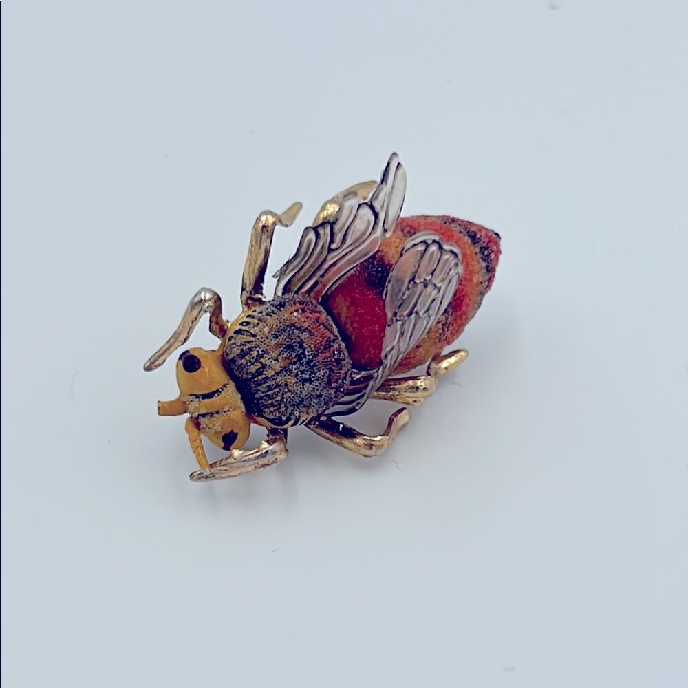 Vintage Made in Korea Fuzzy Bumblebee Brooch